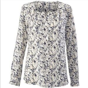 Cabi Shatter Print Long Sleeve Career Blouse